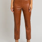 LE LIS Brown Faux Leather Straight Pants