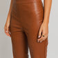 LE LIS Brown Faux Leather Straight Pants