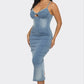 ATHINA Casual Light Washed Denim Dress
