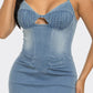 ATHINA Casual Light Washed Denim Dress