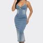 ATHINA Casual Light Washed Denim Dress