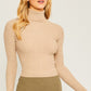 LOVE TREE Turtleneck Ribbed Knit Sweater Top