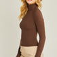LOVE TREE Turtleneck Ribbed Knit Sweater Top