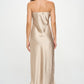 RENEE C. Beige Silky Satin Tube Draped Dress
