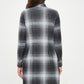 RENEE C. Plus-size Charcoal Plaid Open Front Coat with Collar