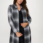 RENEE C. Plus-size Charcoal Plaid Open Front Coat with Collar