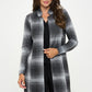 RENEE C. Charcoal Plaid Open Front Coat with Collar