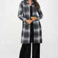 RENEE C. Charcoal Plaid Open Front Coat with Collar