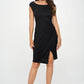 Renee C. Women's Black Brushed Knit Short Sleeve Bodycon Dress with Slit