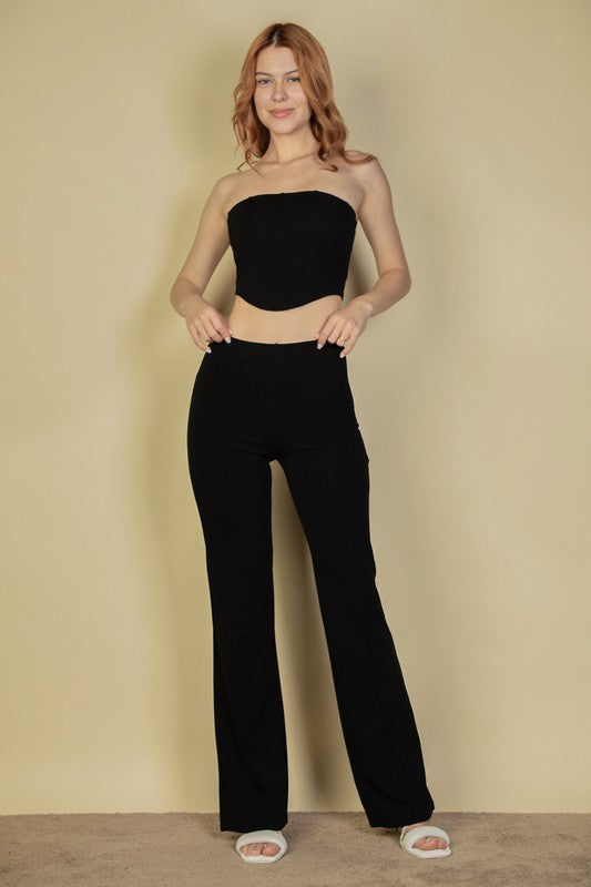 CAPELLA Strapless Corset Top & Flare Pants Set