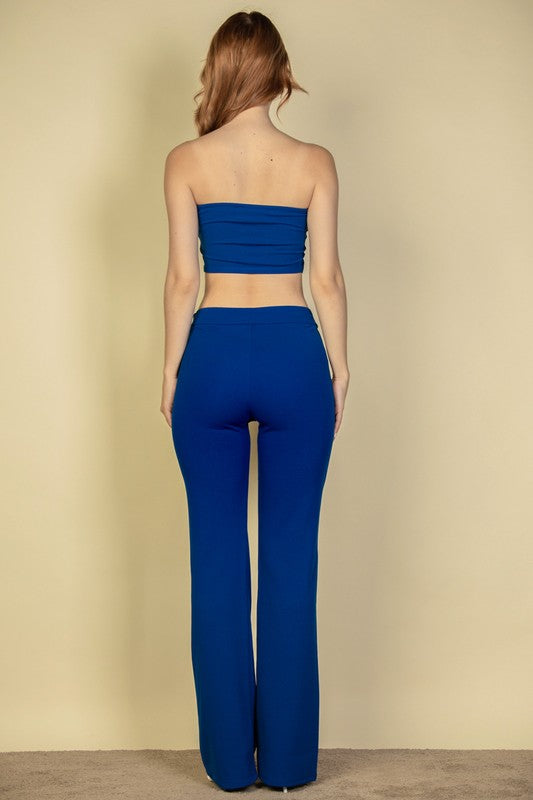 CAPELLA Strapless Corset Top & Flare Pants Set