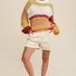 LISTICLE Open Mixed Knit Slouchy Hand Crochet Sweater