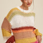 LISTICLE Open Mixed Knit Slouchy Hand Crochet Sweater