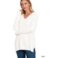 ZENANA Garment Dyed Front Seam Sweater