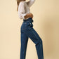 HIGH RISE FLAP WAISTED RELAXED JEANS