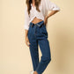 HIGH RISE FLAP WAISTED RELAXED JEANS