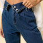 HIGH RISE FLAP WAISTED RELAXED JEANS