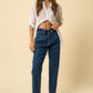 HIGH RISE FLAP WAISTED RELAXED JEANS