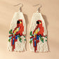 parrot seed bead drop earrings