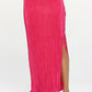 RENEE C. Pink Plisse Maxi Skirt with Slit