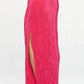 RENEE C. Pink Plisse Maxi Skirt with Slit