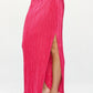 RENEE C. Pink Plisse Maxi Skirt with Slit