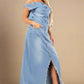 CLAUDE 2 Pieces Denim Off-the-Shoulder Top & Skirt Set
