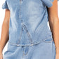 CLAUDE 2 Pieces Denim Off-the-Shoulder Top & Skirt Set