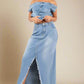 CLAUDE 2 Pieces Denim Off-the-Shoulder Top & Skirt Set