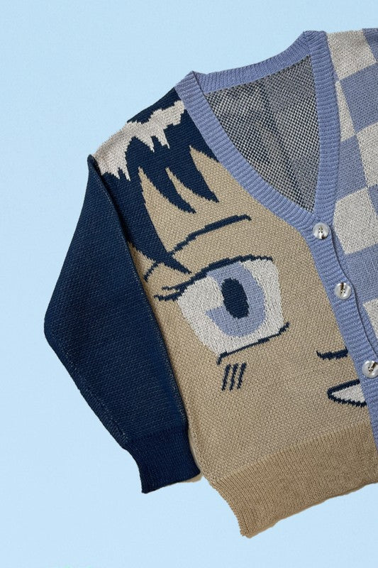 Anime checkered cardigan