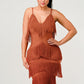 ATHINA Mini Brown Vintage Bandage Dress with Tassels