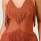 ATHINA Mini Brown Vintage Bandage Dress with Tassels