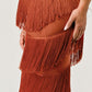 ATHINA Mini Brown Vintage Bandage Dress with Tassels