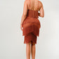 ATHINA Mini Brown Vintage Bandage Dress with Tassels