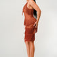 ATHINA Mini Brown Vintage Bandage Dress with Tassels