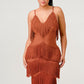 ATHINA Mini Brown Vintage Bandage Dress with Tassels