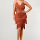 ATHINA Mini Brown Vintage Bandage Dress with Tassels