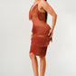 ATHINA Mini Brown Vintage Bandage Dress with Tassels