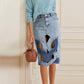 CLAUDE Fashion Cutout Denim Skirt