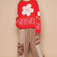 POL Red Flower Lace Patch Long Sleeve Sweater