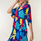 WHITE BIRCH Full Size Printed V-Neck Mini Dress