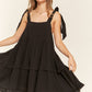 JADE by JANE Square Collar Tied Straps Ruffle Dress