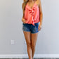 DAVI & DANI Solid V-Neck Sleeveless Ruffle Tank Top