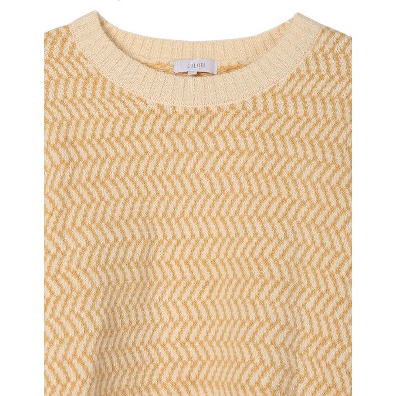 LILOU Herringbone pattern crew neck sweater