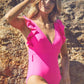 DAVI & DANI Solid Ruffle Sleeve One Piece Swimsuit