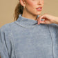 UMGEE Women's Light Blue Mock Neck Short Sleeve Top