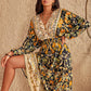 Midi Floral Smocked Boho Dress with Balloon Sleeves