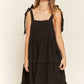 JADE by JANE Square Collar Tied Straps Ruffle Dress