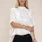 NUVI APPAREL White Batwing Sleeve Mock Neck Blouse