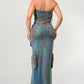 ATHINA Strapless Vintage Washed Buttoned-Down Split Dress